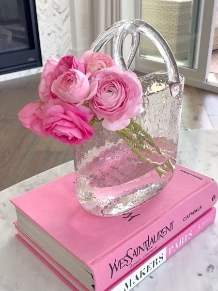 مزهرية حقيبة يد شفافة